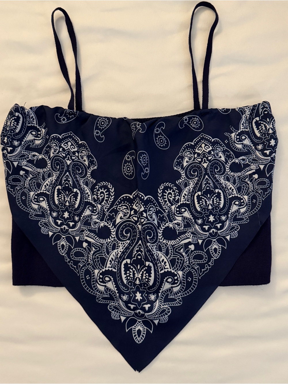 Bandana Print Triangle Hem Crop Top